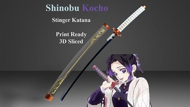 shinobu stinger katana -- demon - slayer sliced print ready kocho nichirin hashira cosplay cosplaying cosplayer printable sword tanjiro nezuko inosuke zenitsu games toys game accessories 3d print model - Mito3D