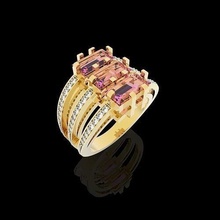shiny ring baguete jewelery jewelry fashion silver luxury gold rings jewel design diamond 3d print model - Mito3D