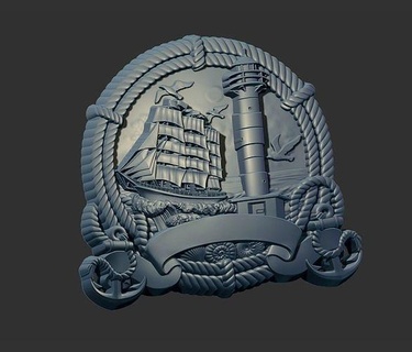ship sea 3d printing cnc carving lighthouse waves ropes seagull anchor shell tape circle magnet bas relief sails seashells bird art sculptures 3d print model - Mito3D