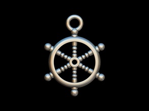 ship wheel key ring pendant design furniture keyring shell jewelry pendants medallion relief 3d print model - Mito3D