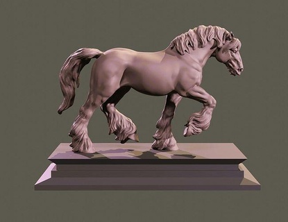 Grafschaft Pferd 3d drucken Modell Zugpferd Entwurf Statue Skulptur 3dprintable Tier 3dprint Kunst Highpoly Miniaturen Dekor montieren Skulpturen 3d print model - Mito3D