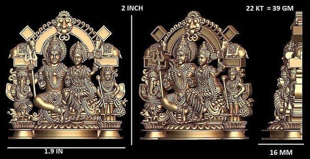 shiv parvati pendente shivji indù Dio indiano ciondoli statua Shiv Parvati arte scultura bhagwan devi indiangod gioielleria stampabile argento gioiello 3d print model - Mito3D