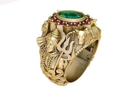 shiv ring god jewellery gold silver printable jewelry rings 3d print model - Mito3D
