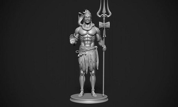 shiva in aashirwaad mudra ji dios religión hindú estatua indio hinduismo ídolo shankar tridente mano pose pie señor arte esculturas 3d print model - Mito3D