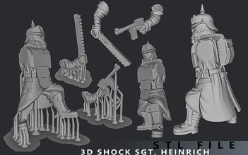 Schock Sgt Heinrich Spiel Charakter bereit Lowpoly Krieg Militär Spiele Spielzeuge Mädchen Frauen poly 3d print model - Mito3D