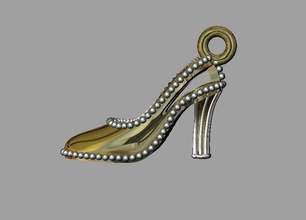 shoe charm jewelry gold goldcharm goldshoe fashion woman silver jewellery 3dprint printable pandora pandoracharm charmbracelet pendant bracelet jewel pendants 3d print model - Mito3D
