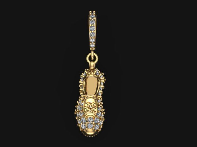 shoe pendant accesory diamond jewel jwellery fashion gem beauty printable editable rhino 3d file unisex wear jewelry pendants 3D print model - Mito3D