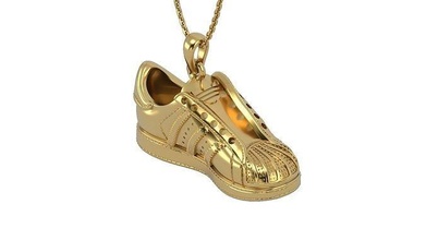 shoe pendant large adidas foot gold silver sterling platinum necklace fashion printable footwear jewelry pendants 3d print model - Mito3D