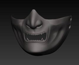shogun maschera 3 subdiv denti samurai Giappone armatura Modelli moda 3d print model - Mito3D