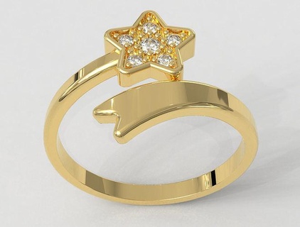 shooting star ring diamond printable fashion trend gold silver teen teenage pauloranieri jewelry rings comet trendy 3d print model - Mito3D