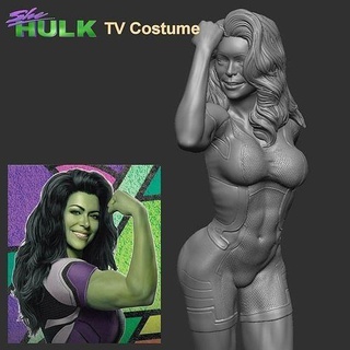 Shulkie tv passen Sparx Shehulk Hulk Comic weiblich Wunder Fantasie Spiel scifi muskulös Pose Kunst Skulpturen 3d print model - Mito3D