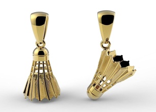 volant badminton boucles d'oreilles or sport tennis plume jeu cadeau 3d modèle simbol balle bijoux pendentifs 3d print model - Mito3D