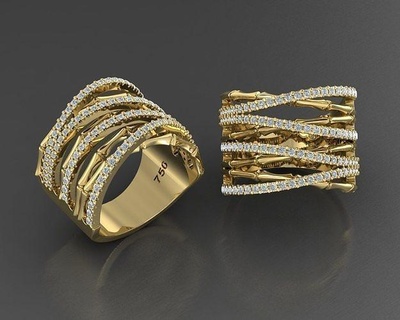 shy creation multi-shape ring 3dm rings jewelry gold diamond printable silver jewel wedding engagement gem fashion shycreation royaldesign royaldesign2018 design 3dmmodel 3d print model - Mito3D