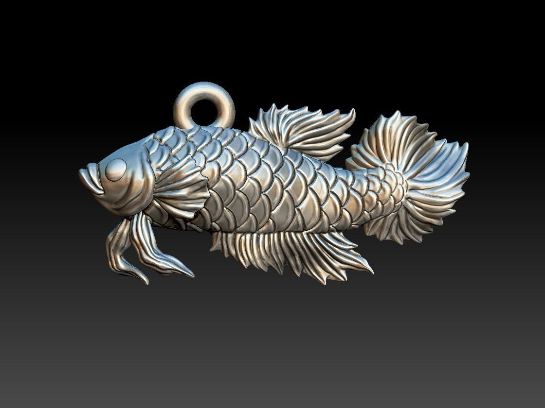 siamês brigando peixe pingente betta splendens regan camafeu brinco belontiidae colar combate jóia fishfightingsiam arte esculturas chique carpa joalheria pingentes 3D print model - Mito3D