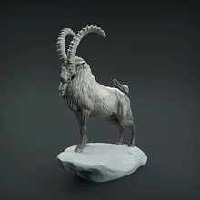 siberian ibex 3d printing animal goat horns sculpture realistic creature supported presupported miniature figure toy rock art sculptures 3d print model - Mito3D