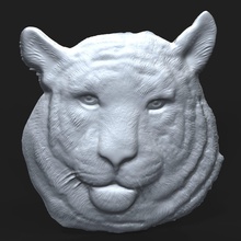 siberiano tigre cabeza bas alivio cara gato animal escultura depredador cnc imprimible 3d impresión tallado stl obj zbrush arte esculturas 3d print model - Mito3D
