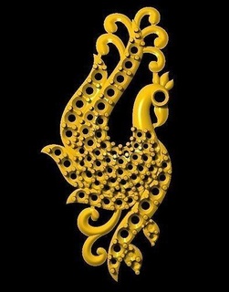 peça lateral pendente medalhão pavão ouro 3dmodel joalheria pingentes 3d print model - Mito3D
