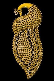latérale d'or paon pendentif médaillon coq or 3dmodel bijoux pendentifs 3d print model - Mito3D