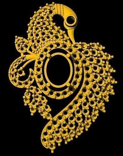 sidepiece golden peacock pendent locket pecock gold 3dmodel jewelry pendants 3d print model - Mito3D