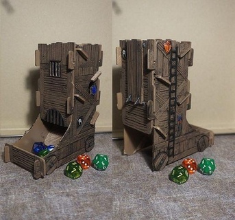 siege dice tower - easy print supports 3d dnd adnd war hammer rollpalying rpg wargame d20 tabletop games toys game accessories 3d print model - Mito3D