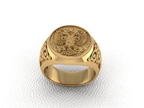 signet of emblem russia eagle ring gold silver man fingerring printable white jewelry rings 3d print model - Mito3D