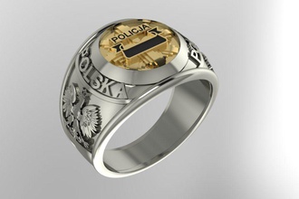 selo polónia polícia jóias do sexo masculino anel vintage printable os homens exclusiva polska jóia anéis 3dm 3ds stl ouro 3d print model - Mito3D