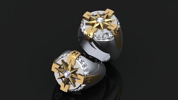 Signet Ring Schmuck leuchtenden hell Diamant wertvoll Mode Ringe 3d print model - Mito3D