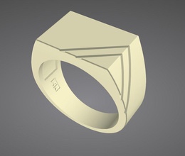 sceau bague chevalière hommes argent or 14k bijoux chaîne signet art déco anneaux 3d print model - Mito3D