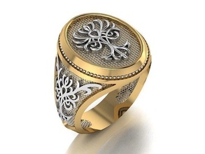signet ring golden jewelry sterling men silver printable flora beauty fashion classical jewel diamond luxury crab medusa gem finger rings 3d print model - Mito3D