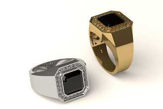 signet ring 2 jewelry gem gold printable diamond brilliant fashion engagement sapphire ruby beauty 3dprint silver jewel jewellery men rings 3d print model - Mito3D