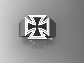 anello con sigillo della croce gioielli mens gioiello argento disco di platino moda oro segno carattere umana abbigliamento anelli 3d print model - Mito3D