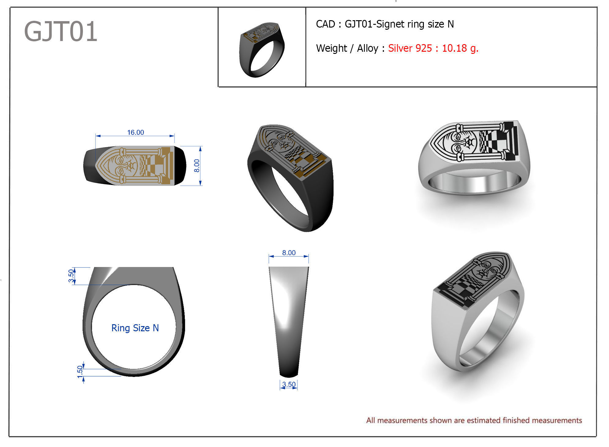 signet ring fashion symbol image design isolated jewelry jewellery sterling platinum jewel glazed navigation set rings 3D print model - Mito3D