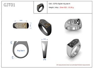 sello anillo Moda símbolo imagen diseño aislado joyería joya libra esterlina platino vidriado navegación conjunto anillos 3d print model - Mito3D