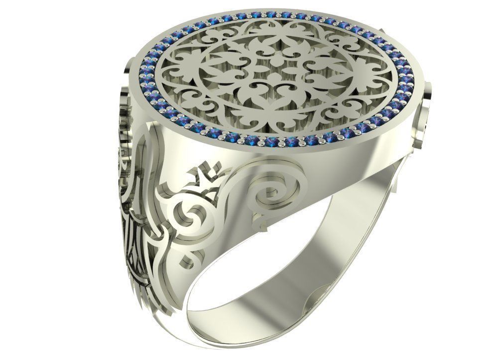 anel de pedras preciosas jóias idade estilo ornamentais selo oldbutgold gem trabalhos em ferro forjado ouro prata elenco do sexo masculino anéis engomar gemas 3D print model - Mito3D