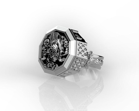taşlı yüzük griffin takı signetring Gümüş mücevher customjewelry customjeweler altın tasarım ısmarlama bespokejewellery custommade 3d print model - Mito3D