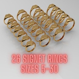 Signet Ring Herz geformt Schmuck Ringe druckbar Silber Gold Juwel Engagement Männer Mode Sterling 3d print model - Mito3D