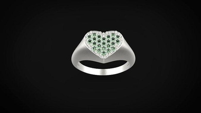 sello anillo corazón mujer signetring corazon joya amor joyería plata oro imprimible romance anillos 3d print model - Mito3D