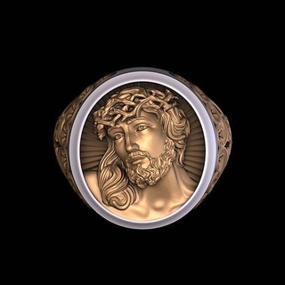 sceau bague Jésus 3d sculpture christianisme traverser religion bijoux anneaux objet catholicisme statue Saint vierge 3d print model - Mito3D