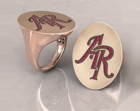 signet ring brief ar feier juwel schmuck initiale mode anpassen frau symbol logo persönlich gold diamanten ringe 3d print model - Mito3D