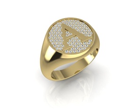 sello anillo letra joyería joya hombre inicial iniciales diamantes imprimible oro hombres fuente lujo plata amarillo blanco galería anillos 3d print model - Mito3D