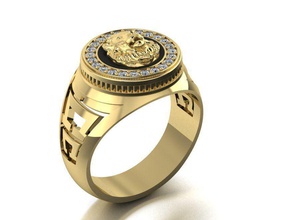 chevalière tête de lion deux options bijoux sexe masculin le sceau vintage imprimable - orientales l'anneau hommes or joyau les anneaux 3ds 3d print model - Mito3D