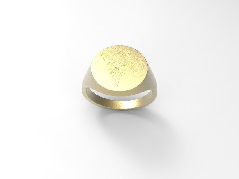 signet ring lion heart jewelry school design create maker logo rings 3D print model - Mito3D