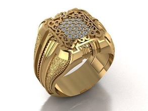 signet ring men classic beauty fashion diamond turkish printable golden jewel tactical flora small medal america art nature crab luxury jewelry rings 3d print model - Mito3D