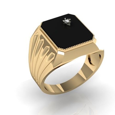 signet ring männer schwarz onyx stein schmuck jahrgang alt druckbar exklusiv gold juwel ringe diamant silber 3d print model - Mito3D