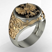 signet ring men coat of arms poland finger printeble exclusive gold jewel jewellery rings silver male jewelry gem 3d print model - Mito3D