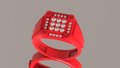 el anillo de sellar los tornillos la joyería signet gem diamante anillos signetring compromiso platino oro precioso joya brillante tornillo venta 3dmodel 3dprint diamant 3d print model - Mito3D
