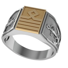 sello anillo mar capitán joyería masculino ancla firmar imprimible detallado hombres exclusivo oro joya anillos 3ds stl obj 3d print model - Mito3D