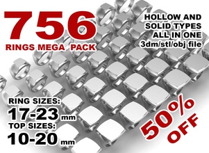 taşlı yüzük Yuvarlak Kare oval yastık hexagon hanedan türleri ayarlayın takı yuvarlak Kalkan altın Gümüş yazdırılabilir moda prototipleme mühür paketi içi boş 3d print model - Mito3D