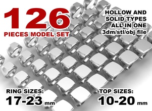 sceau anneaux ensemble coussin bijoux or argent bijou imprimable mode prototypage pack creux vide paquet 3d print model - Mito3D