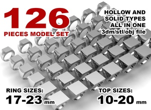 anillo anillos de conjunto la plaza superior joyería los oro plata joya imprimible moda creación prototipos signet pack hueco en blanco square paquete 3d print model - Mito3D